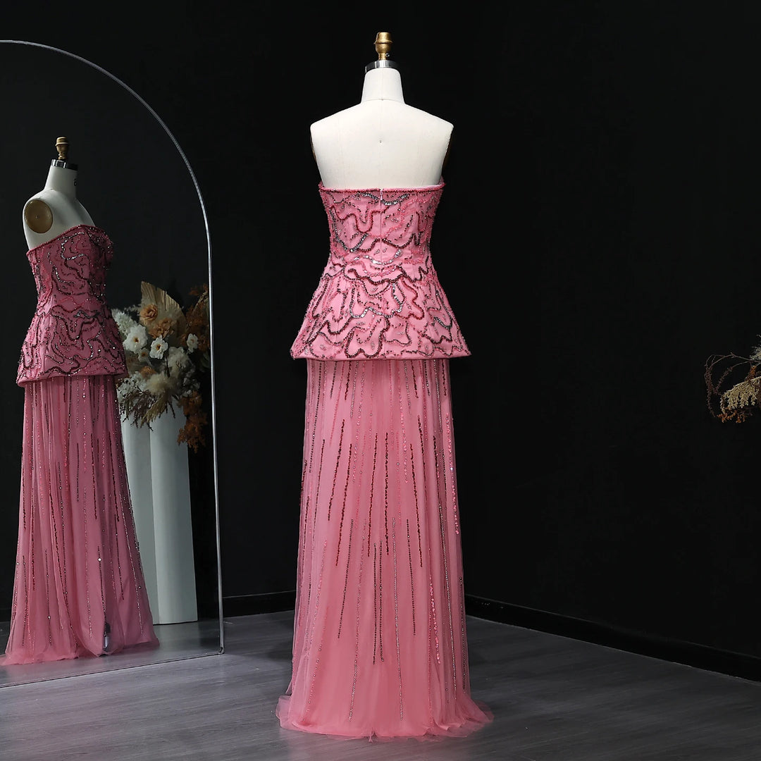 Regal Strapless Arabian Beaded Evening Dress