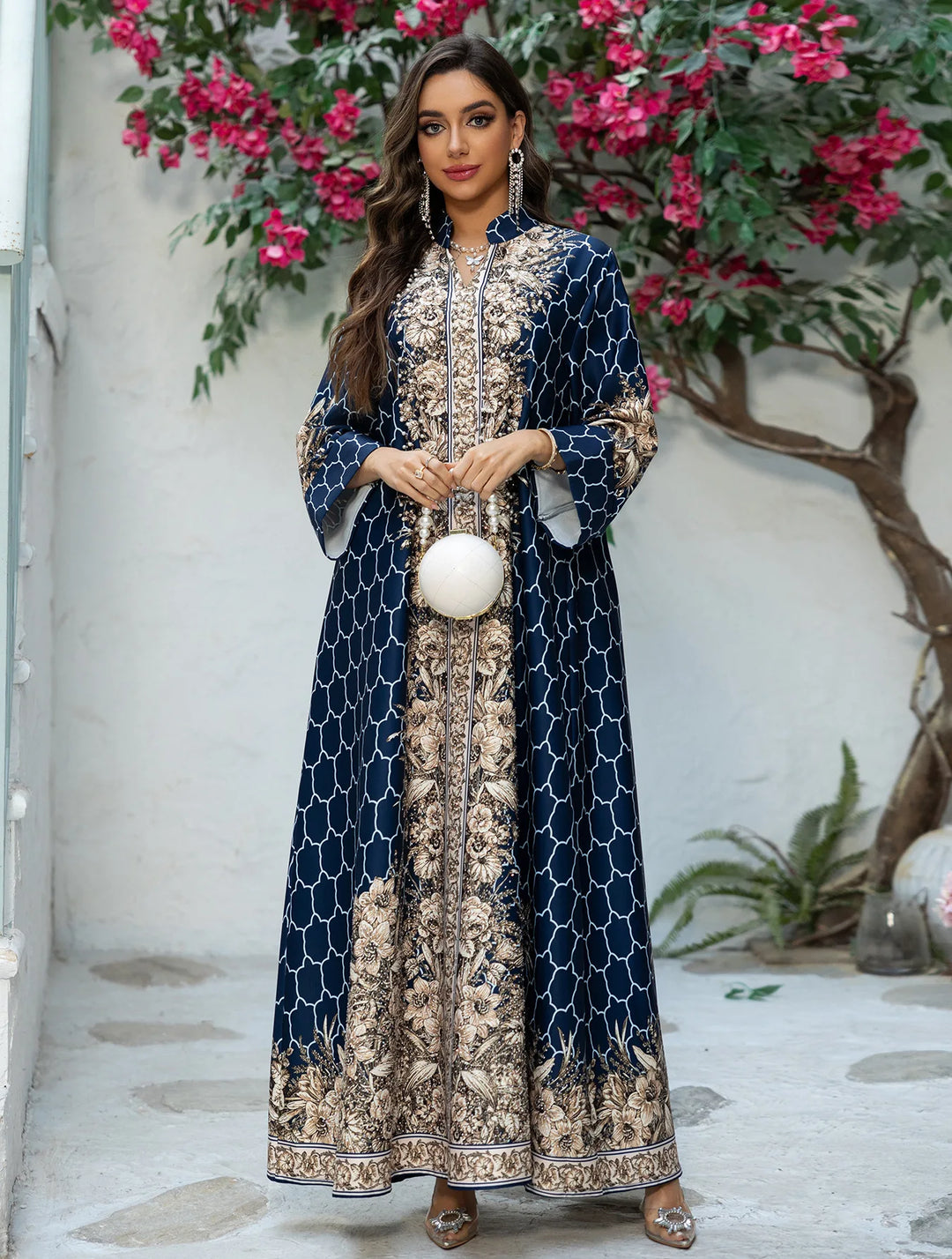 High-Class Bedazzled Long Kaftan Dress