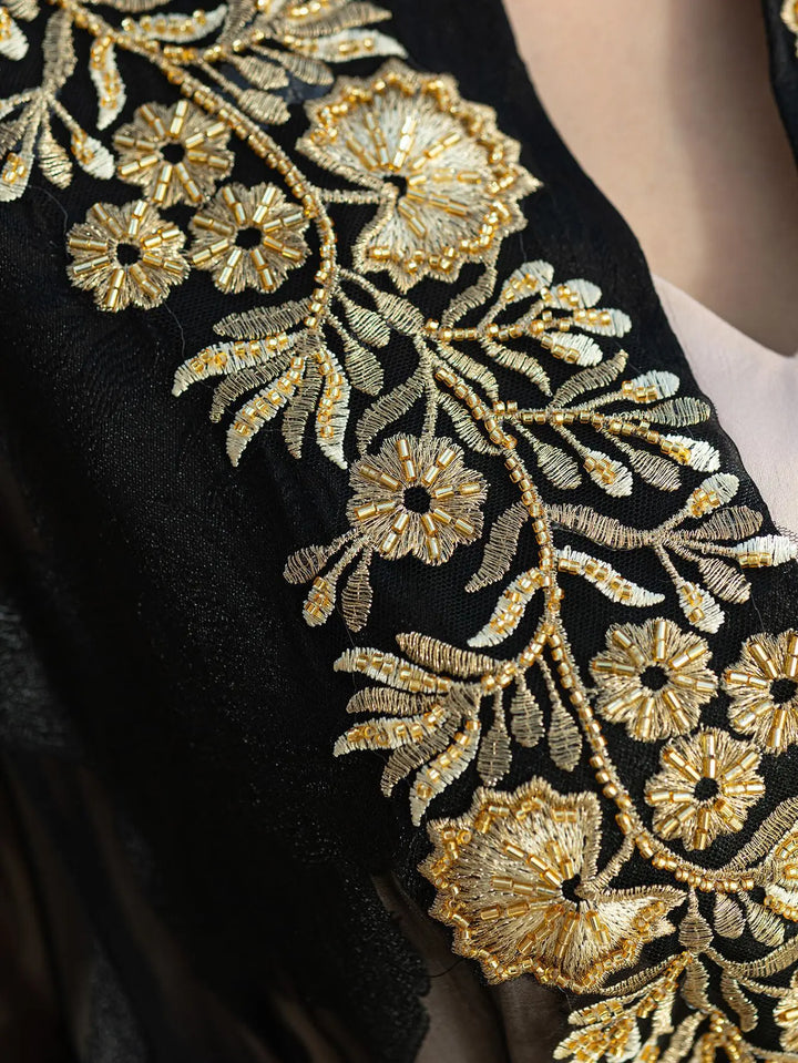 Stylish Lace Embroidered Two Piece Robe Set