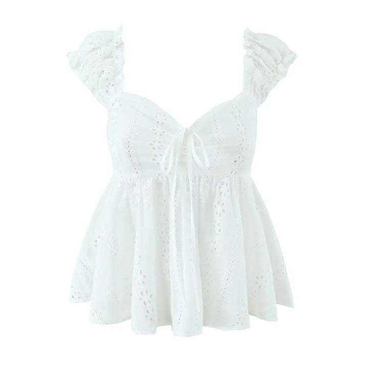Lovely Hollow Out Embroidered Top
