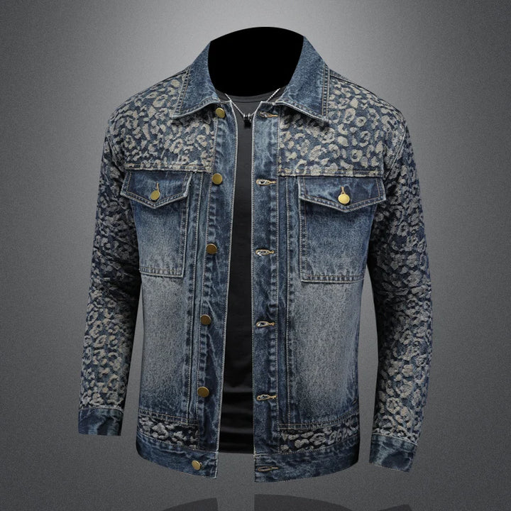 Premium Spliced Jacquard Denim Jacket
