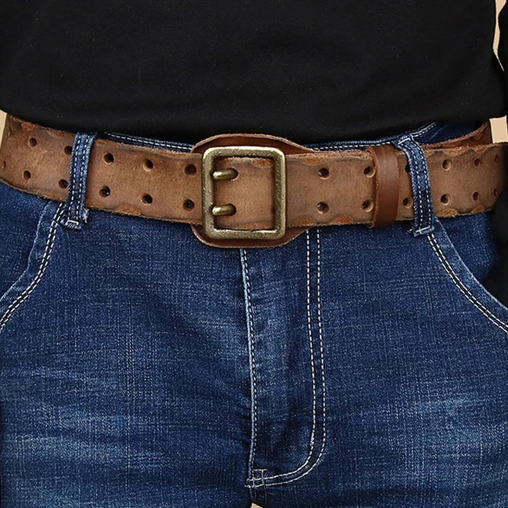 Double Needle Pure Leather Belt