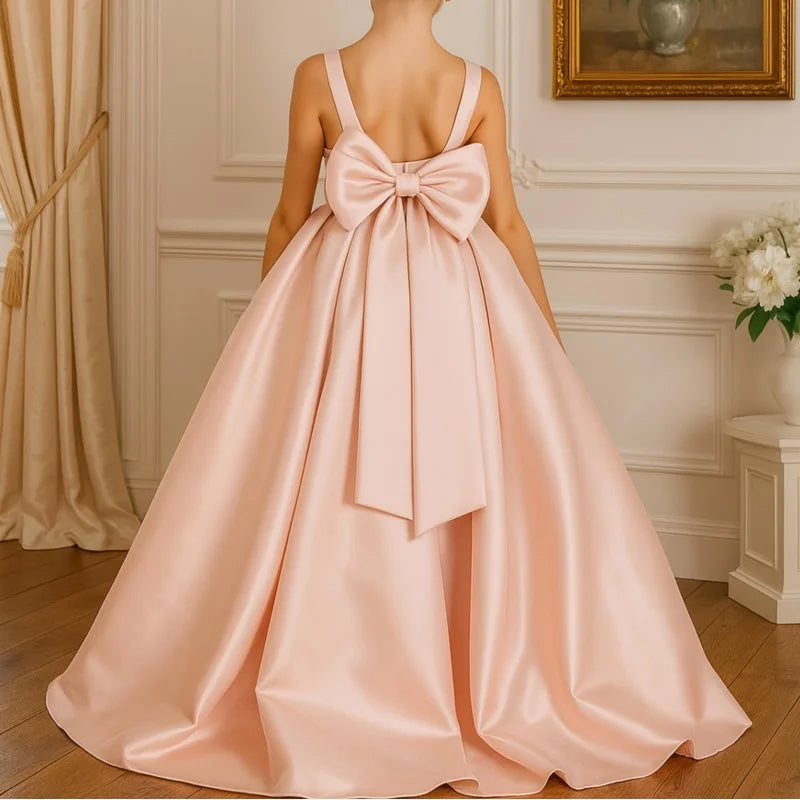 Classic Bow Strap Little Bridesmaid Ball Gown