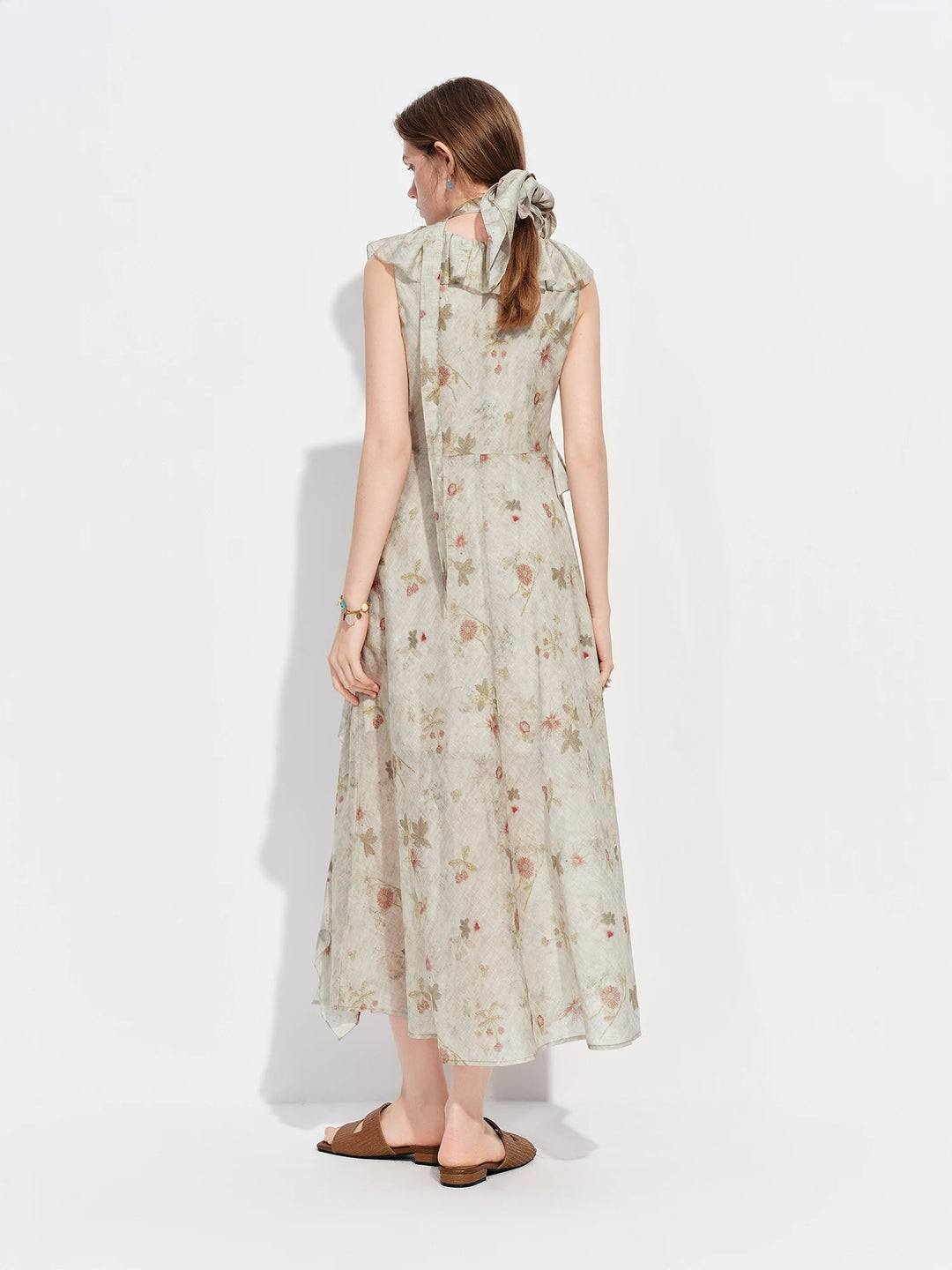 Alluring Floral Flounce Hem Maxi Dress