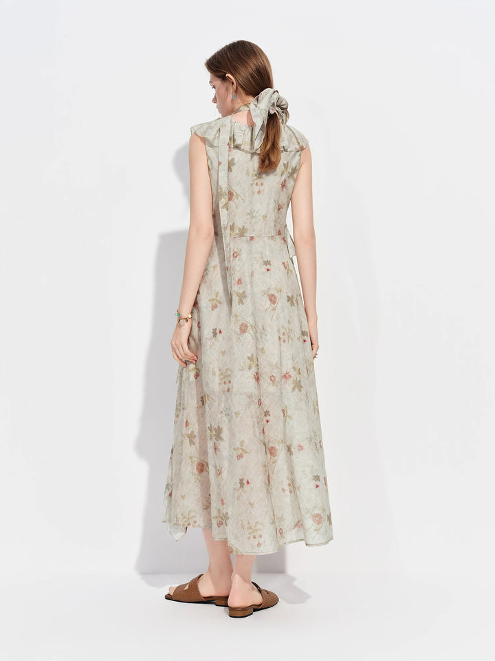 Alluring Floral Flounce Hem Maxi Dress
