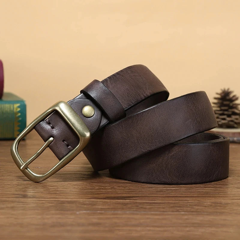 Vintage Copper Buckle Leather Belt