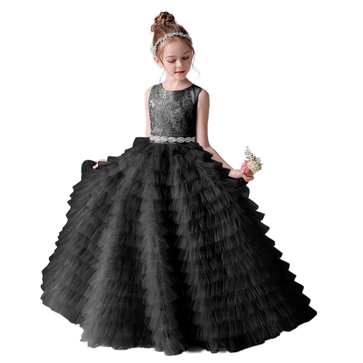 Slick Tiered Tulle Flower Party Dress