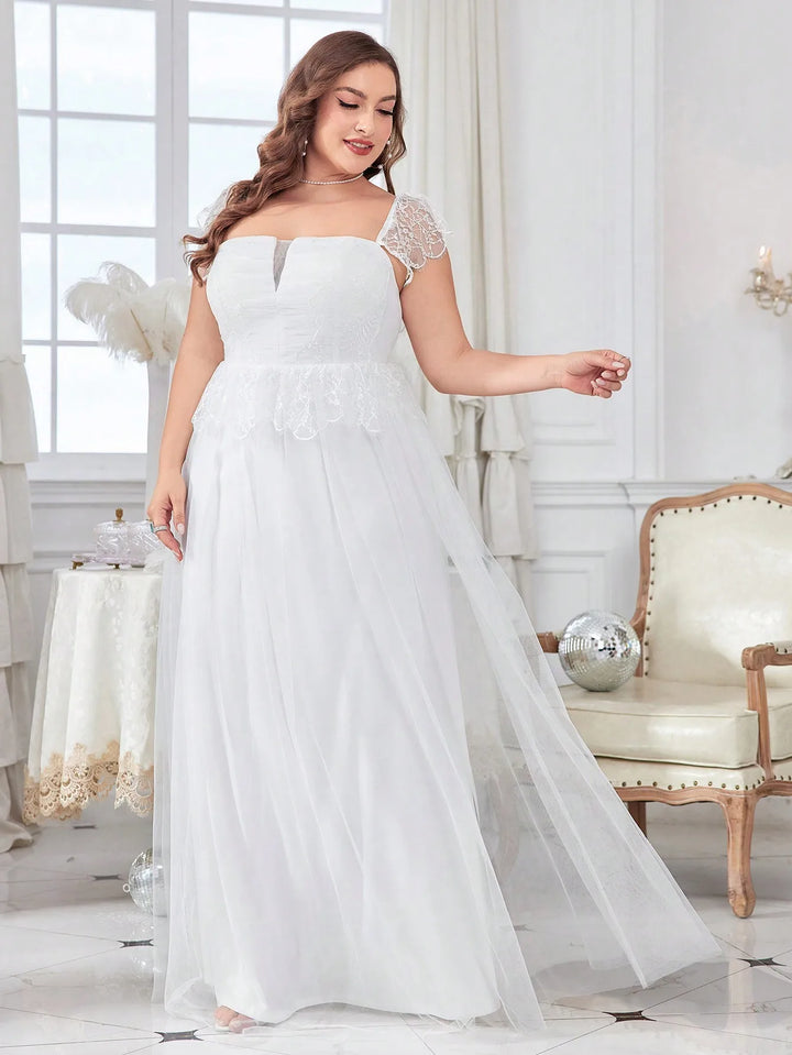 Refined Mesh Patchwork Bridal Dress