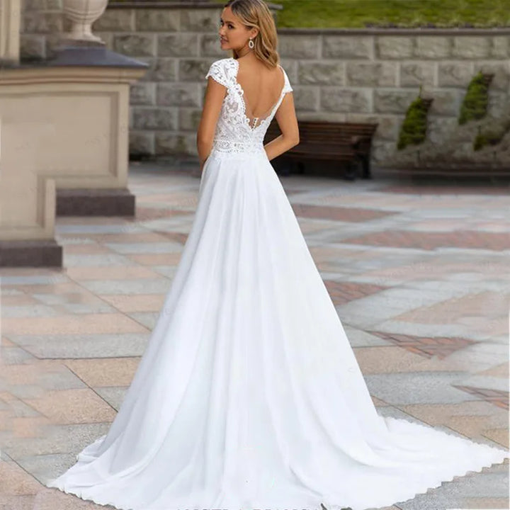 Sweet Chiffon Lace Wedding Gown
