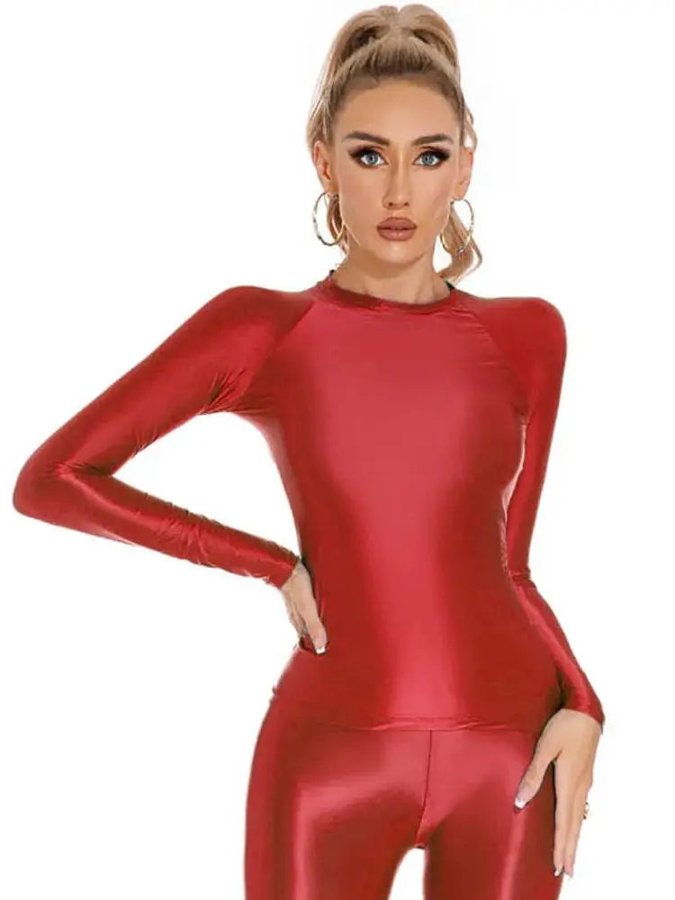 Glossy Shiny Fitness Crop Top