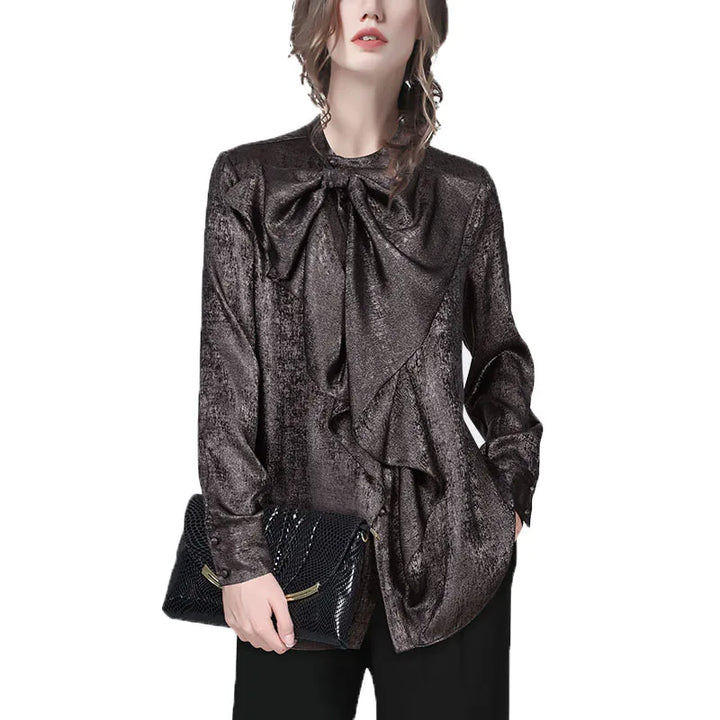 Fashionable Satin Bow-knot Blouse