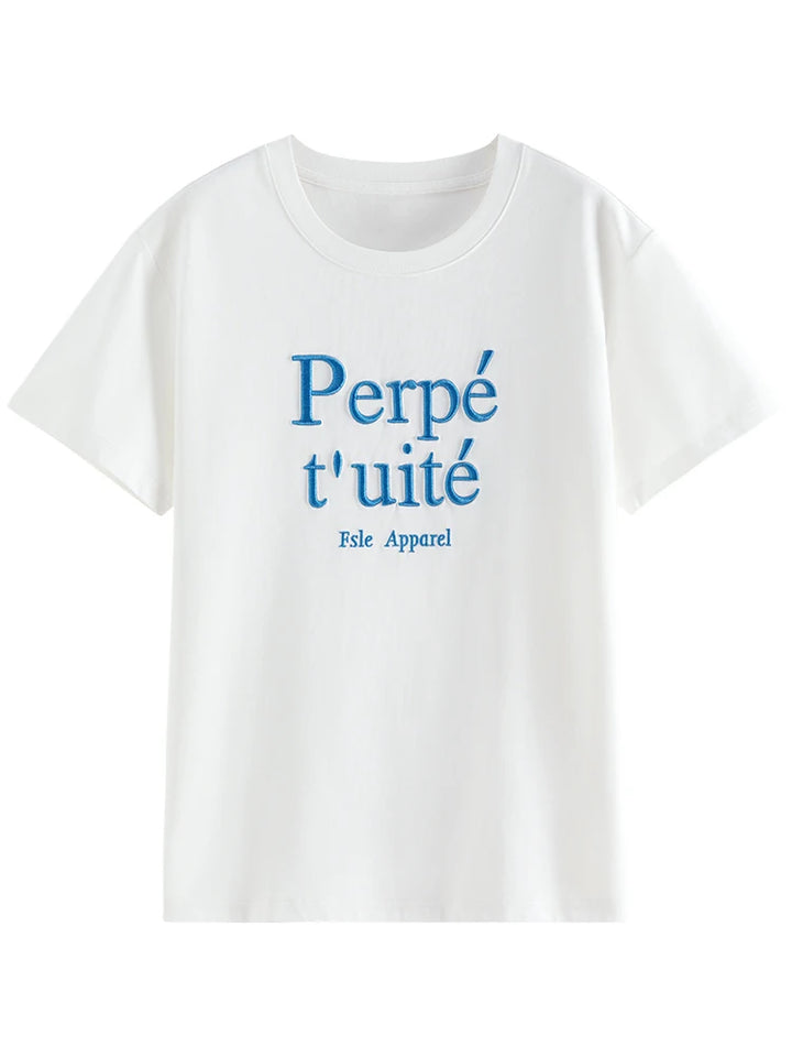 Embroidered Cool Letter Loose Fit T-Shirt