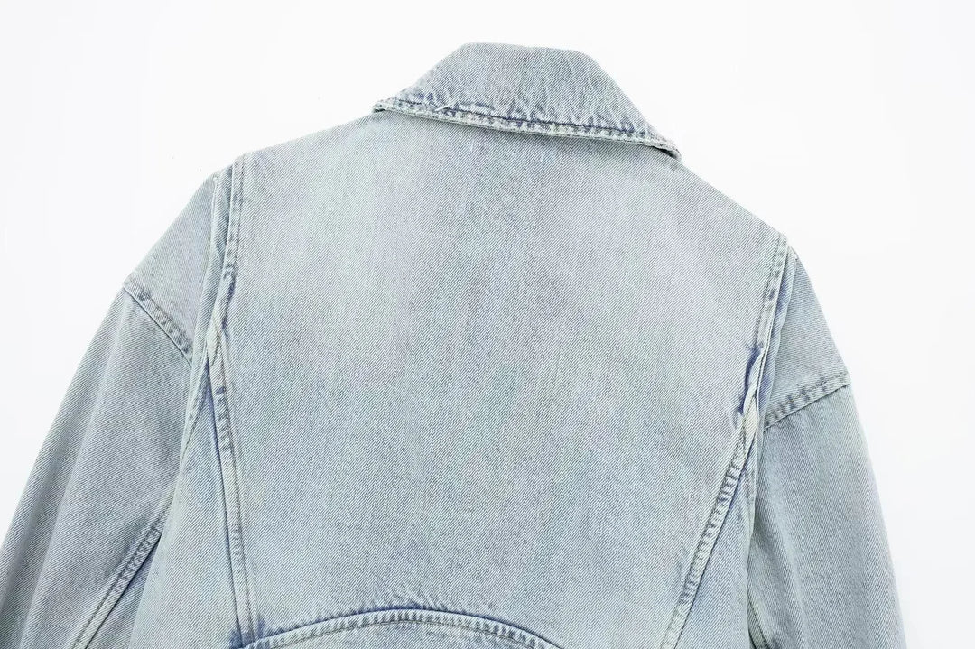 Fashionable Lapel Long Sleeve Short Jacket