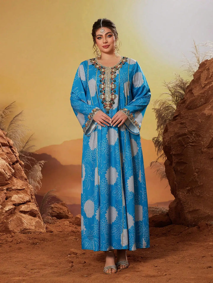 Sweet Bubble Beads Long Abaya Dress