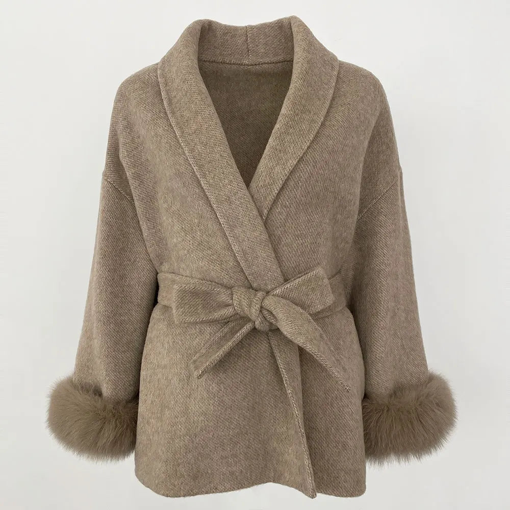 Sleek Natural Fur Wool Jacket