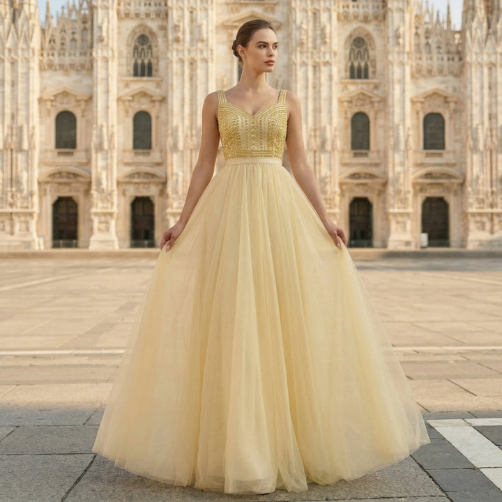 Sweet Tulle Beaded Formal Party Gown