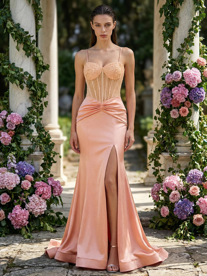 Charming Textured Spaghetti Straps Evening Gown