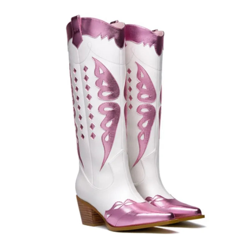Stylish Western Embroidered Knee High Boots