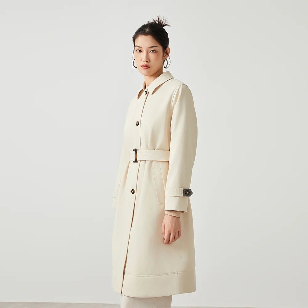 Stylish Cotton Blend Long Trench Coat