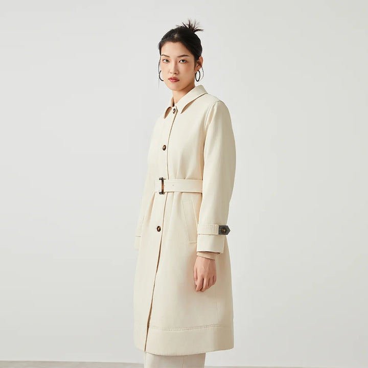 Stylish Cotton Blend Long Trench Coat