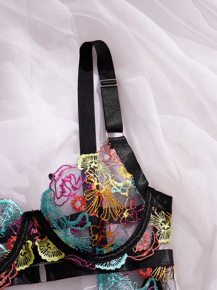 French Style Floral Embroidered Lingerie