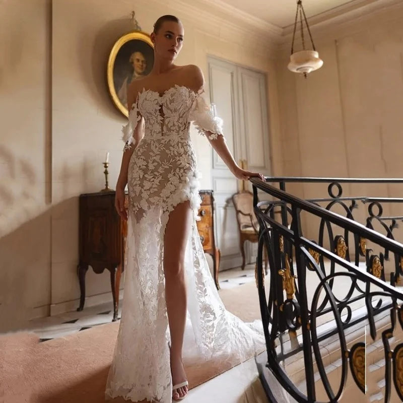Striking Cut-out High Neck Bridal Gown