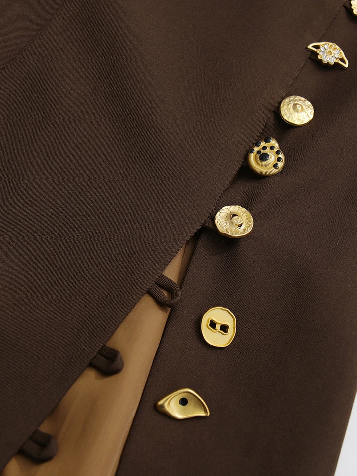 Refined Spliced A-Line Midi Dress