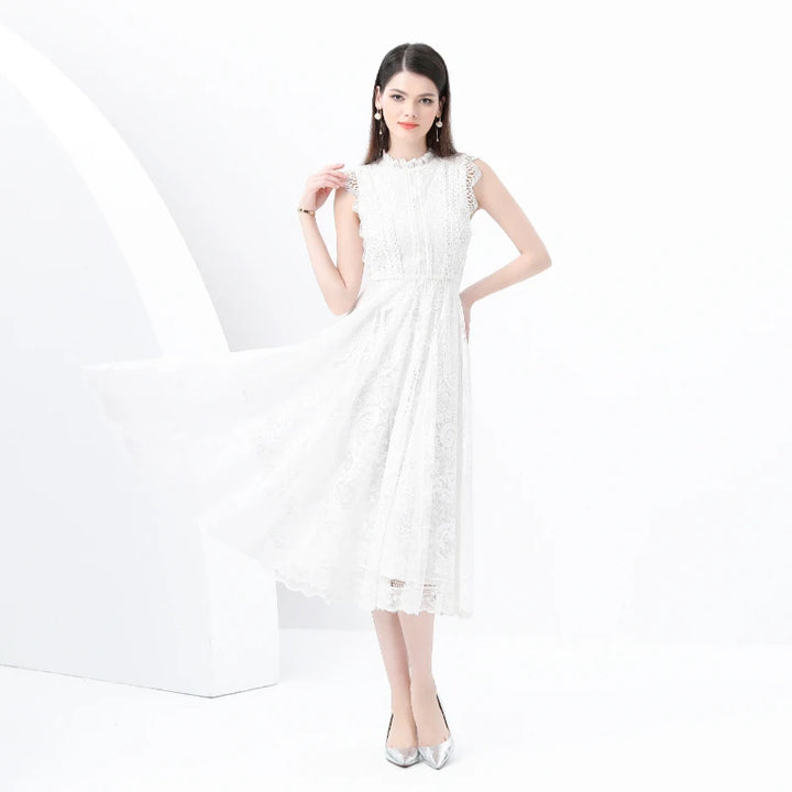 Refined Splice Embroidery Slim Dress