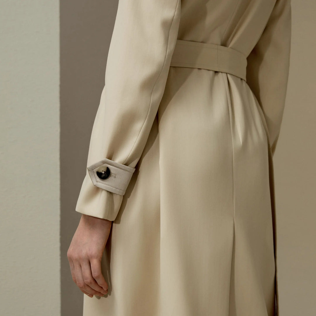 Repellent Silk-Wool Blend Trench Coat