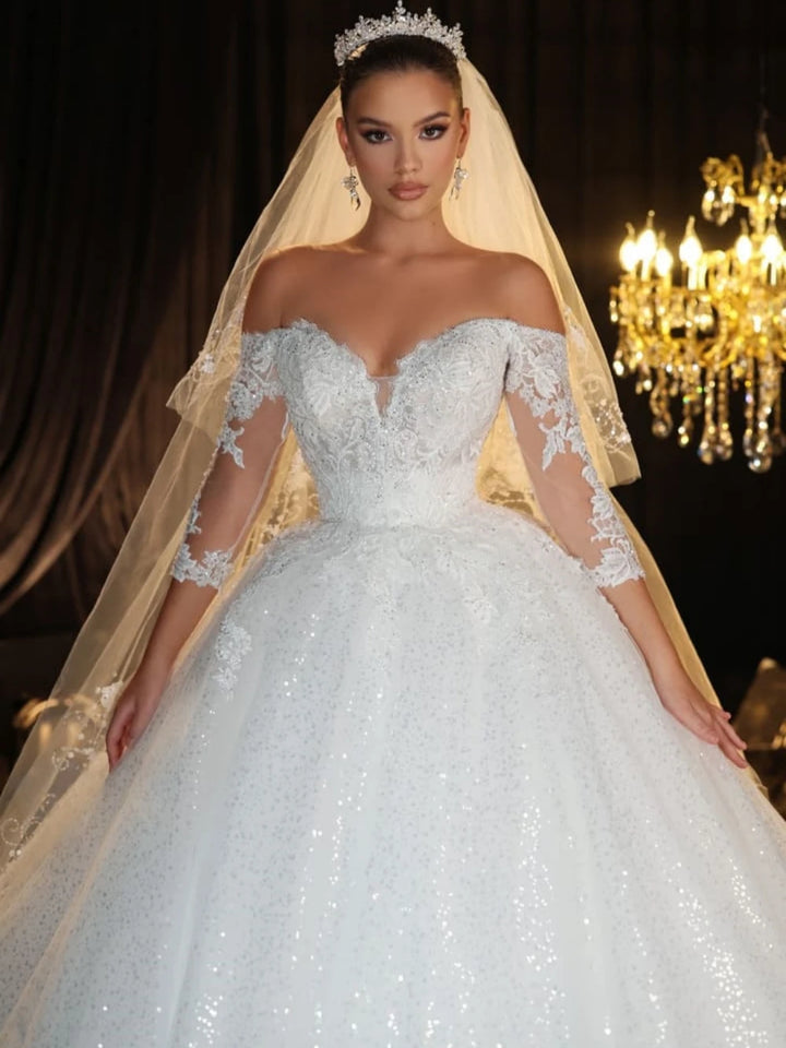 Graceful Sparkly A-line Bride Dress