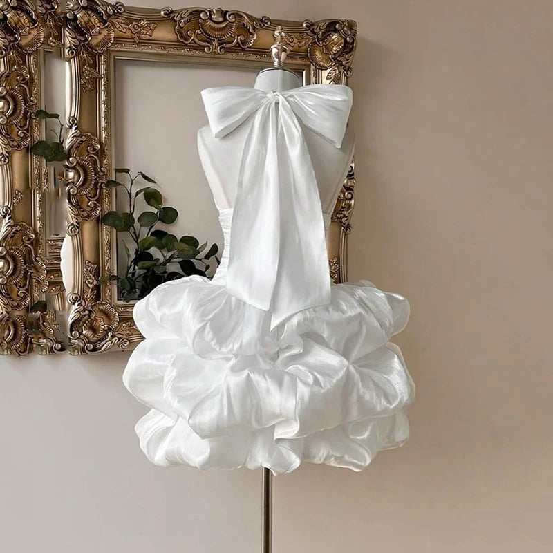 Stunning Boho Halter-neck Mini Bridal Dress