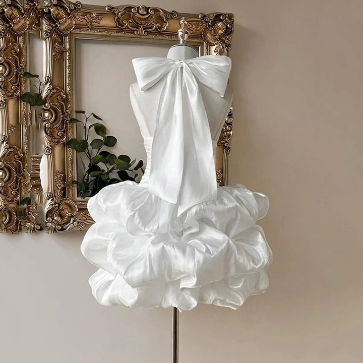 Stunning Boho Halter-neck Mini Bridal Dress