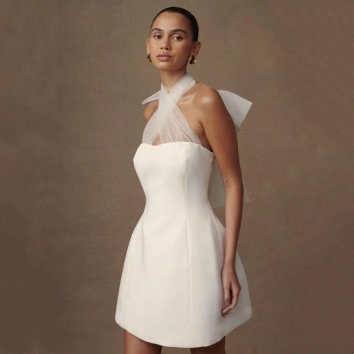 Beautiful Open Back Mini Bridal Dress