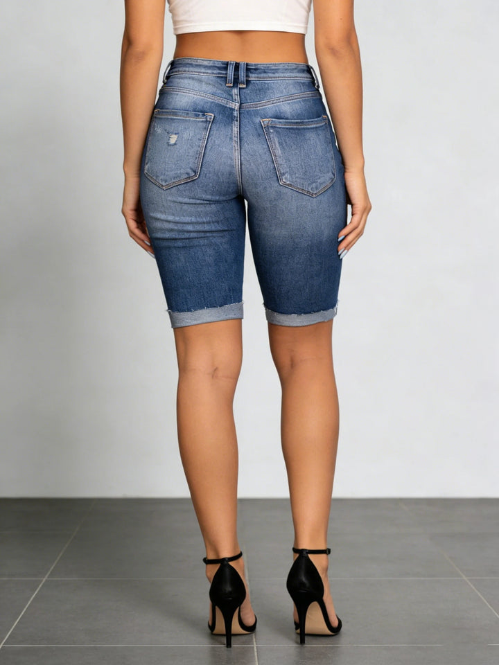 Stylish Distressed Ripped Denim Shorts