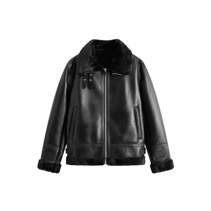 Retro Lamb Fur Women's Motorcycle Jacket