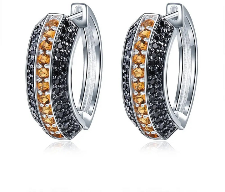 Black Spinel Natural Citrine Earrings