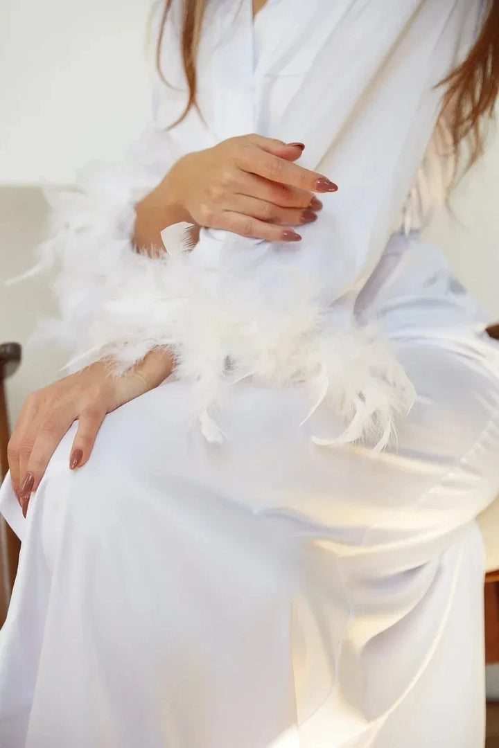 White Feather Bridal Robe