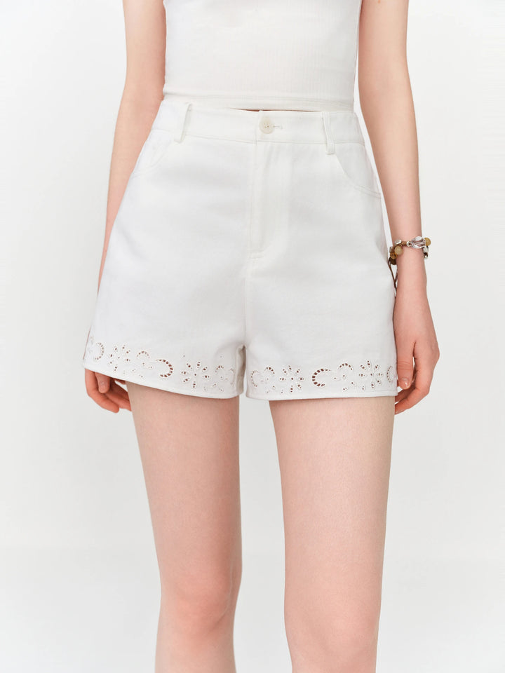 Luxury Hollow Out High-Waisted Shorts