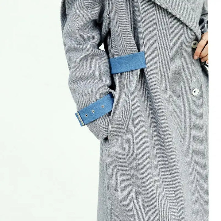 Long Asymmetry Women's Woolen Coat