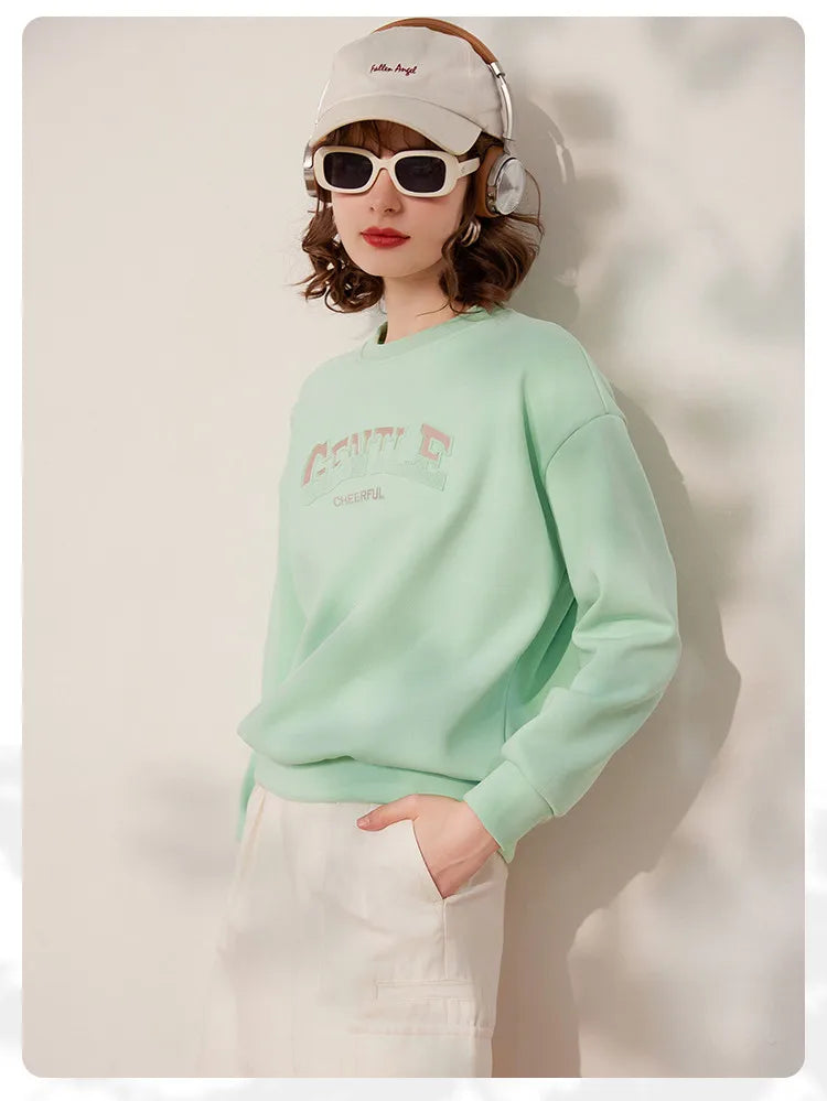 Embroider Letter Loose Casual Sweatshirt