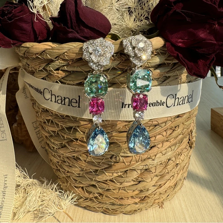 Dazzling Colorful Diamonds Monet Earrings