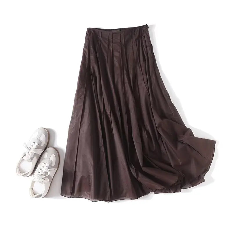 Luxury High-Waist Mesh Cotton Skirt