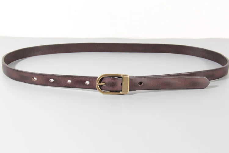 Stylish Cowhide Leather Narrow Belt