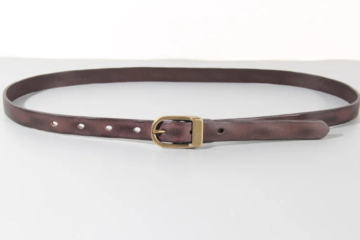 Stylish Cowhide Leather Narrow Belt