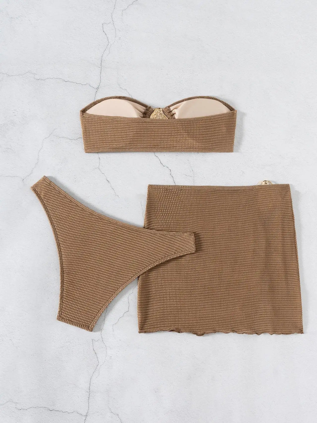 Fashionable 3-Piece Mesh Skirt Swimwear