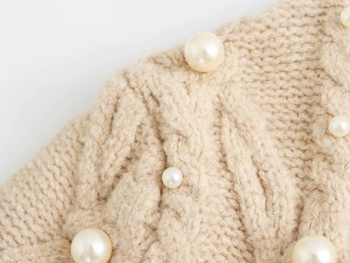 Graceful Pearl Knitted Short Jacket