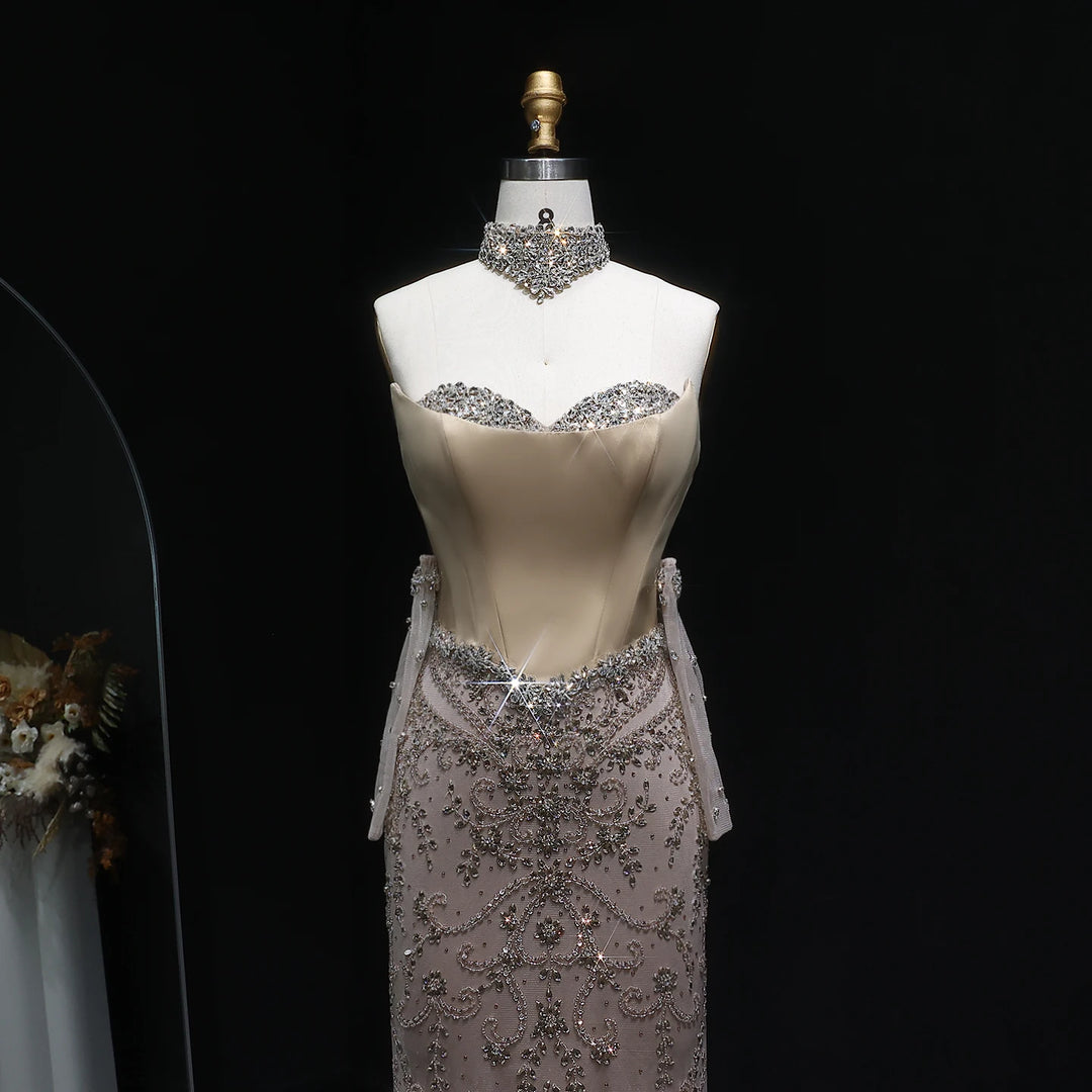 Exquisite Satin High Collar Formal Dress