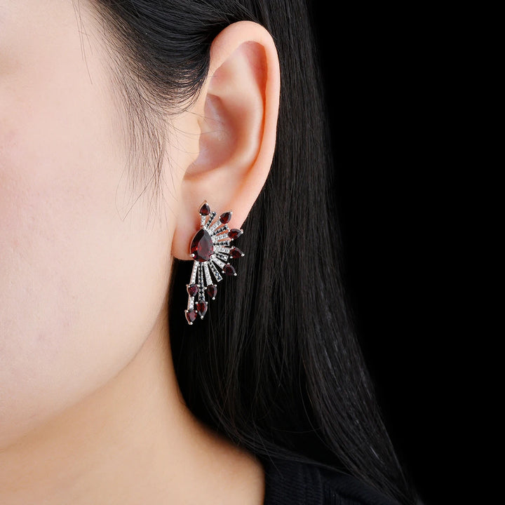 Natural Red Garnet Stud Earrings