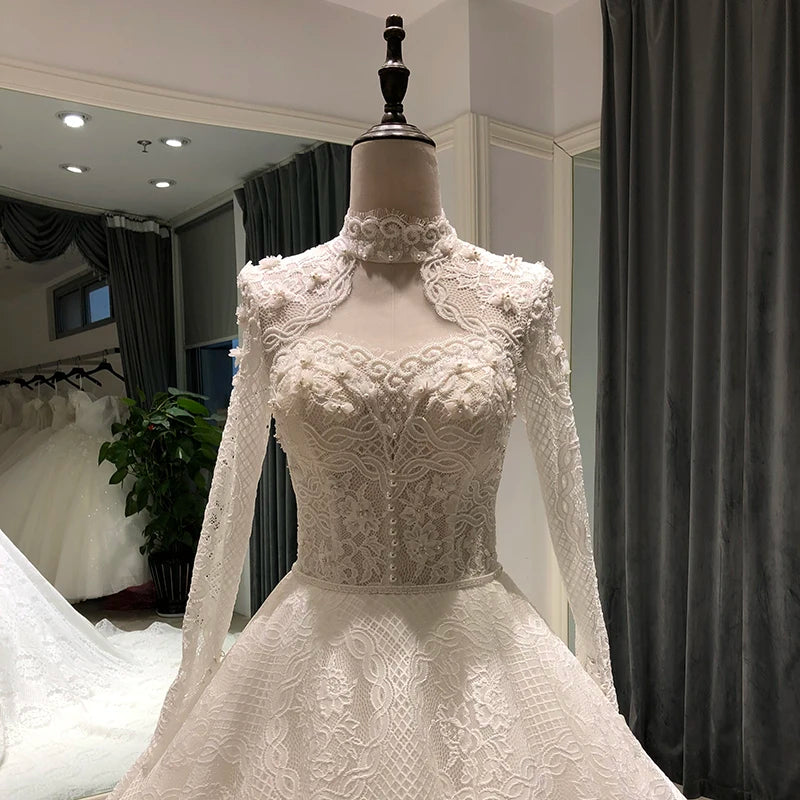 Gorgeous High Neck Ball Gown Wedding Dress