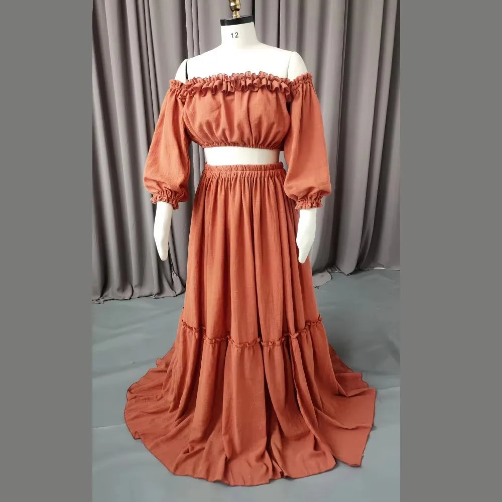 Refined 2PCs Maternity Dress